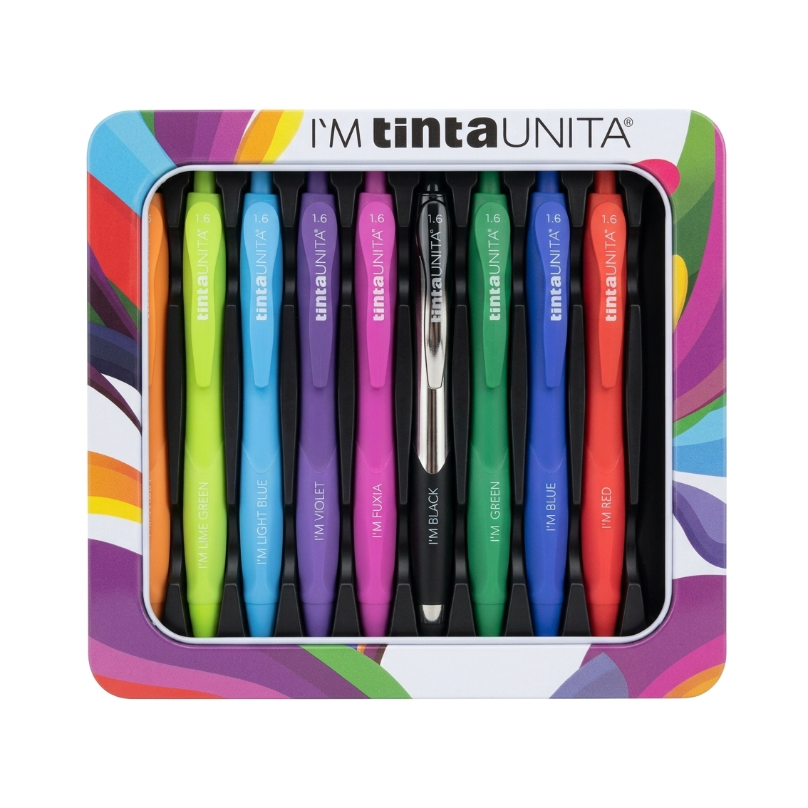 I'm Tinta Unita - 10 Penne a Sfera 1.6 con Penna Argento Nera