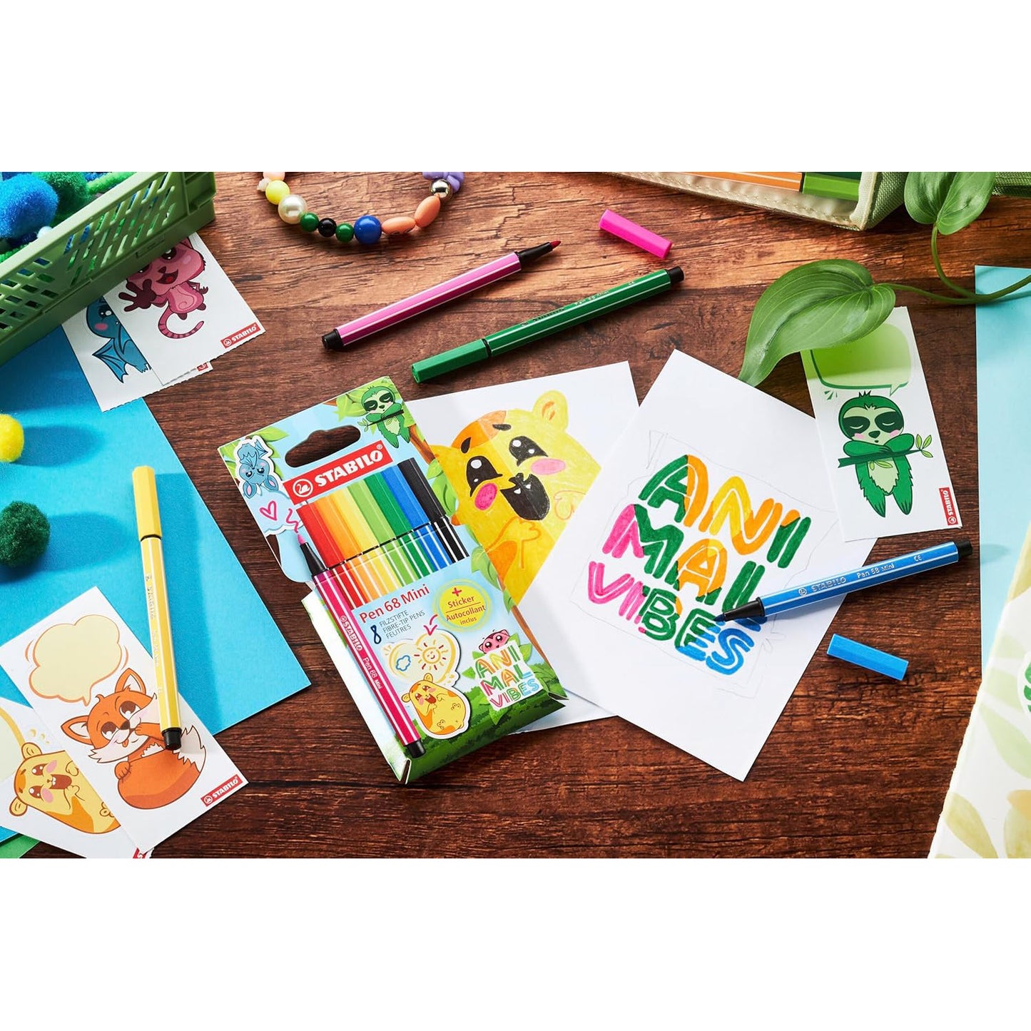 Stabilo Pen 68 Mini Animal Vibes Set 8 Pezzi