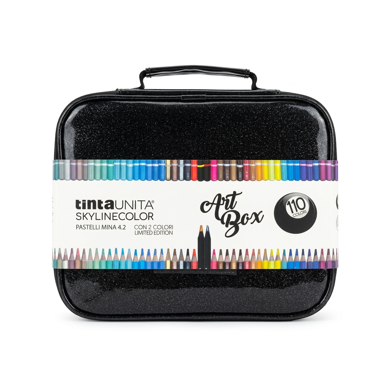 Astuccio 110 Colori Tinta Unita Skylinecolor Art Box Nero Brillantinato