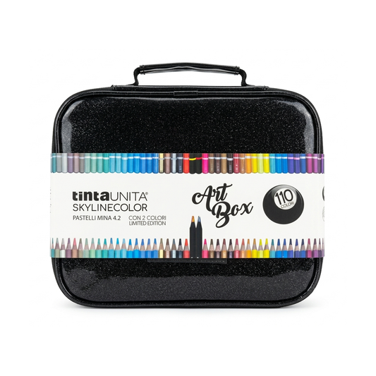 Astuccio 110 Colori Tinta Unita Skylinecolor Art Box Nero Brillantinato