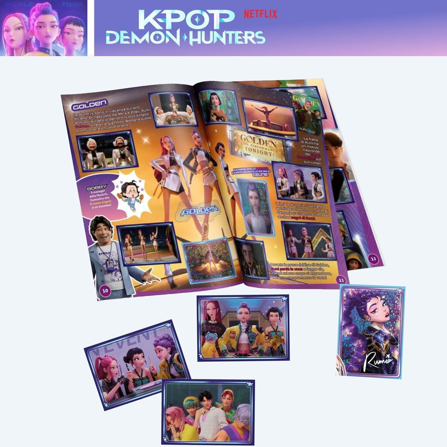KPOP Demon Hunters Album + 2 Bustine di Figurine