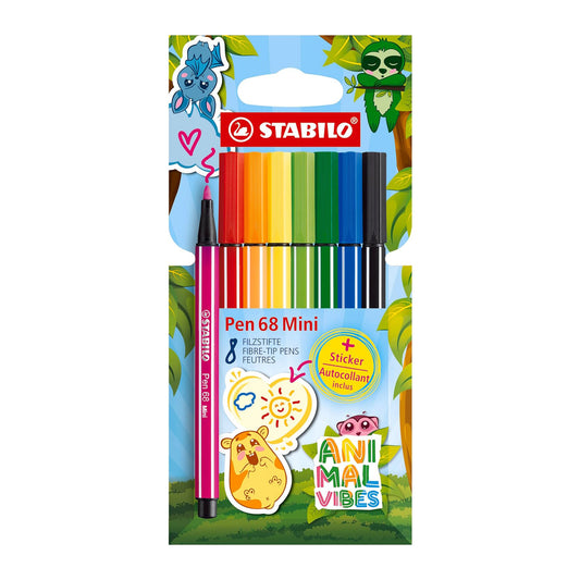 Stabilo Pen 68 Mini Animal Vibes Set 8 Pezzi