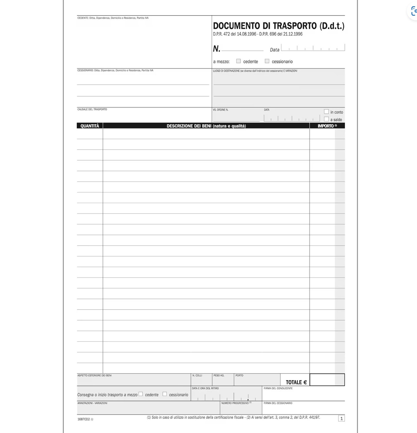 Documento di trasporto