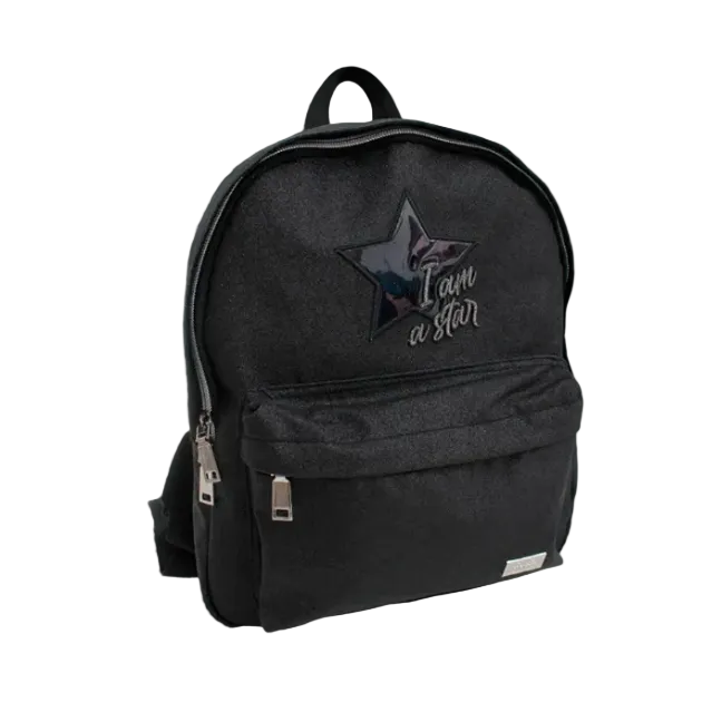 Zaino I am a star tinta unita nero